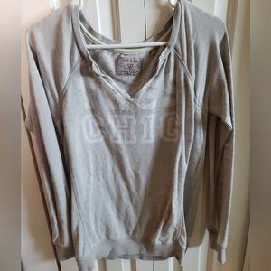 Guess Tres Chic Distressed Look Sweatshirt Sz S